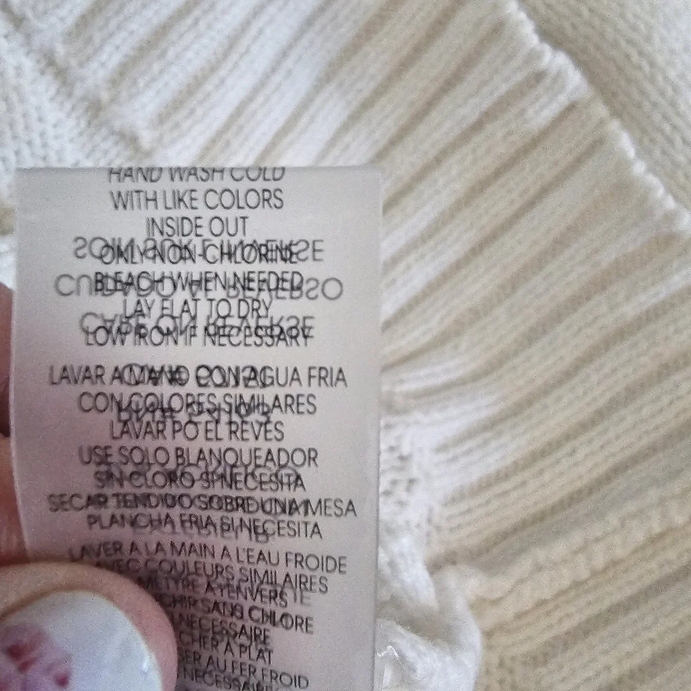 Calvin Klein Ivory Sweater Womens XL Cable Knit Preppy Luxury Logo Quiet Luxury‎ - Picture 11 of 11